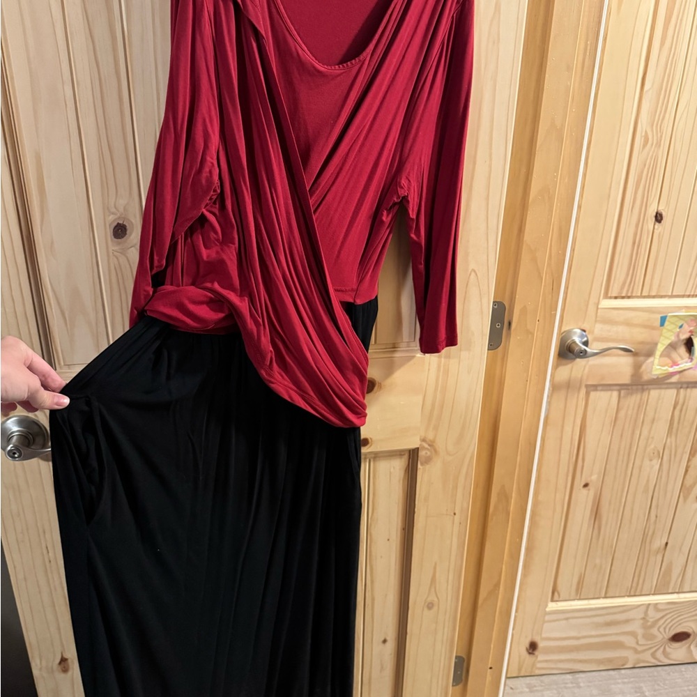 Latched Mama Red and Black Maxi Skirt
